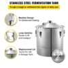 VEVOR 70L 18.5Gal Water Alcohol Distiller 304 Stainless Steel Alcohol Still Wine Making Boiler Home Kit with Thermometer for Whiskey Brandy Essential, Sliver - Image 4