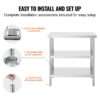 VEVOR Stainless Steel Food Prep Table, 18 x 36 x 34 Inch Commercial Kitchen Worktable, with 2 Adjustable Undershelf, Heavy Duty Prep Table Metal Work Table for BBQ, Kitchen, Home, and Garage - Image 7